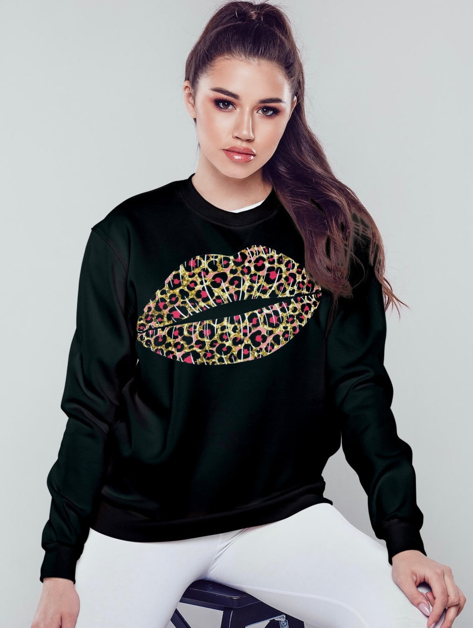 Pink Leopard Print Lips Sweatshirt