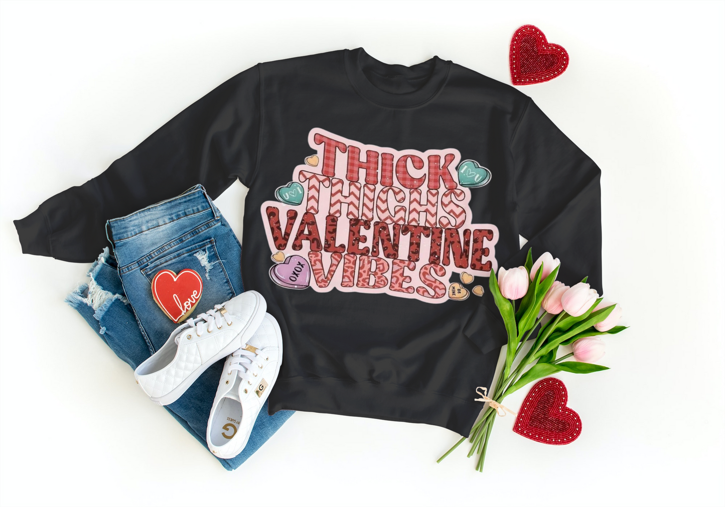 Thick Thighs Valentine Vibes Long Sleeve T-Shirt